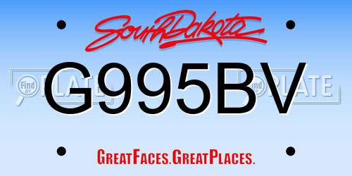 G995BV South Dakota License Plate
