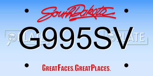 G995SV South Dakota License Plate