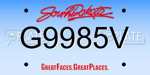 G9985V South Dakota License Plate