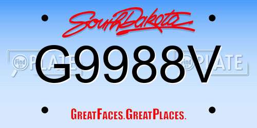 G9988V South Dakota License Plate