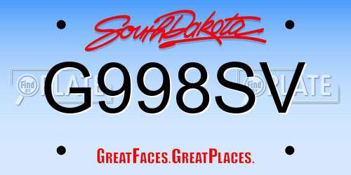 G998SV South Dakota License Plate