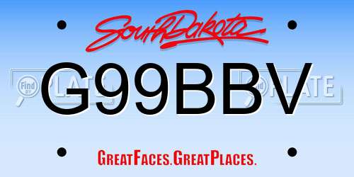 G99BBV South Dakota License Plate