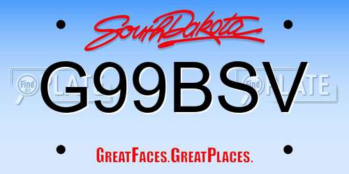 G99BSV South Dakota License Plate