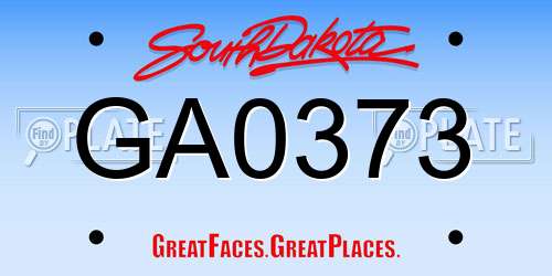 GA0373 South Dakota License Plate