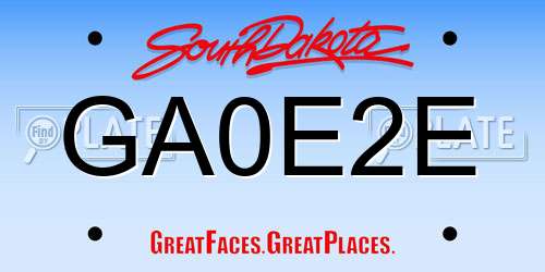 GA0E2E South Dakota License Plate