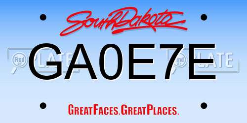 GA0E7E South Dakota License Plate