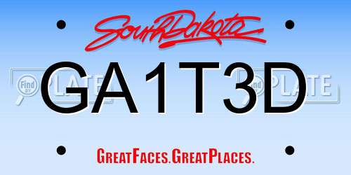 GA1T3D South Dakota License Plate