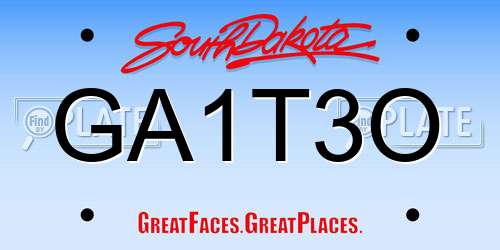 GA1T3O South Dakota License Plate