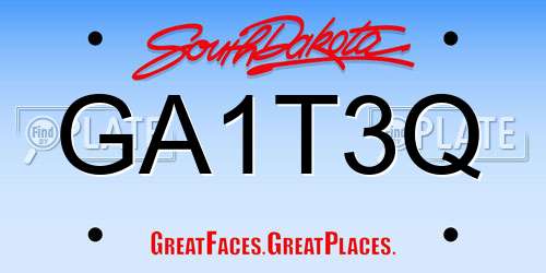GA1T3Q South Dakota License Plate