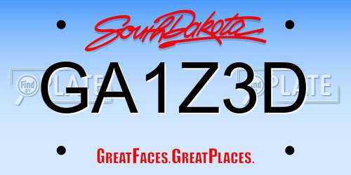 GA1Z3D South Dakota License Plate