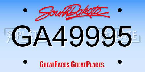 GA49995 South Dakota License Plate