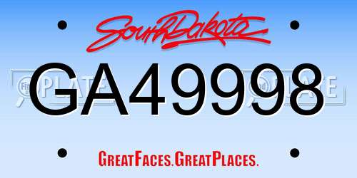 GA49998 South Dakota License Plate