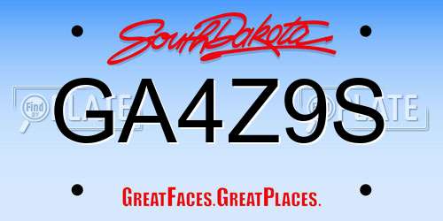 GA4Z9S South Dakota License Plate