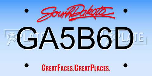 GA5B6D South Dakota License Plate