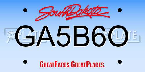 GA5B6O South Dakota License Plate