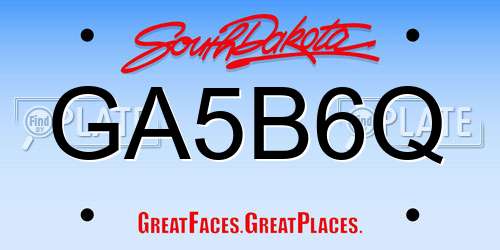 GA5B6Q South Dakota License Plate