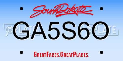GA5S6O South Dakota License Plate