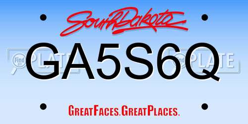 GA5S6Q South Dakota License Plate