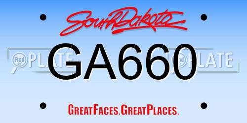 GA660 South Dakota License Plate