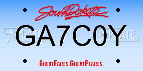 GA7C0Y South Dakota License Plate