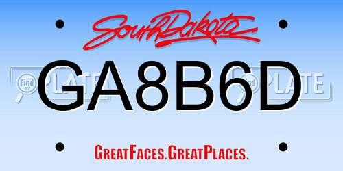 GA8B6D South Dakota License Plate