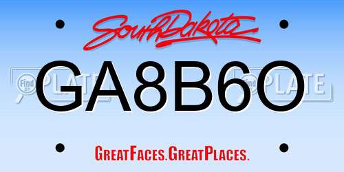 GA8B6O South Dakota License Plate