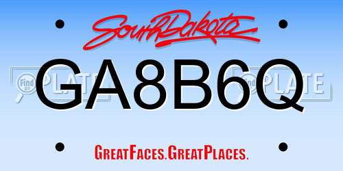 GA8B6Q South Dakota License Plate