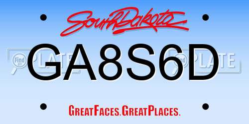 GA8S6D South Dakota License Plate