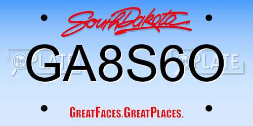 GA8S6O South Dakota License Plate