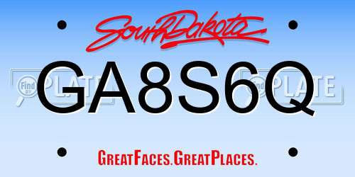 GA8S6Q South Dakota License Plate