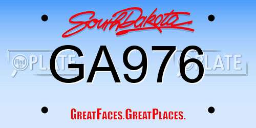 GA976 South Dakota License Plate