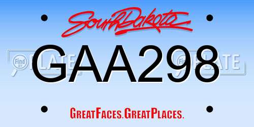 GAA298 South Dakota License Plate