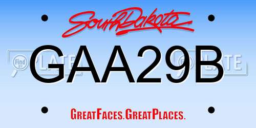 GAA29B South Dakota License Plate