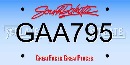 GAA795 South Dakota License Plate
