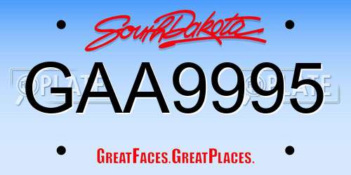GAA9995 South Dakota License Plate