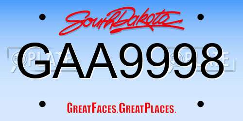 GAA9998 South Dakota License Plate