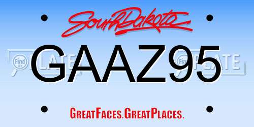 GAAZ95 South Dakota License Plate