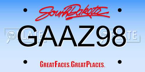 GAAZ98 South Dakota License Plate