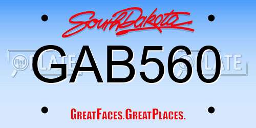 GAB560 South Dakota License Plate