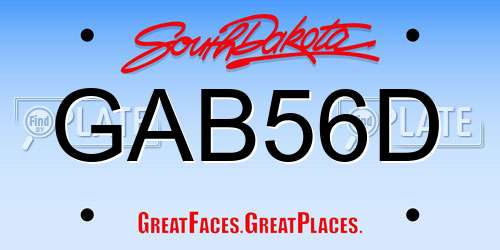 GAB56D South Dakota License Plate