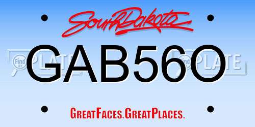 GAB56O South Dakota License Plate
