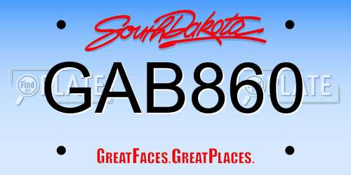 GAB860 South Dakota License Plate