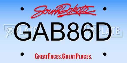 GAB86D South Dakota License Plate
