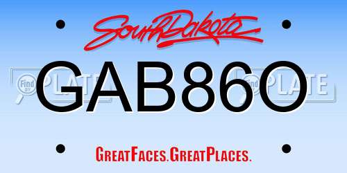 GAB86O South Dakota License Plate