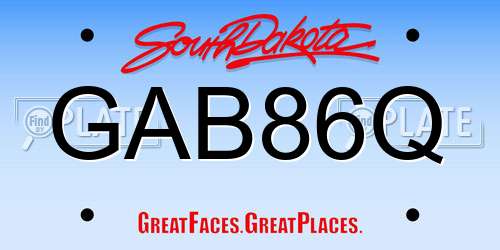 GAB86Q South Dakota License Plate