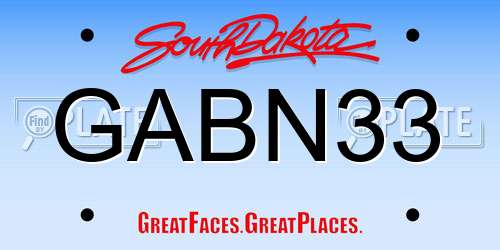 GABN33 South Dakota License Plate