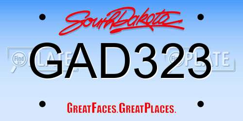 GAD323 South Dakota License Plate