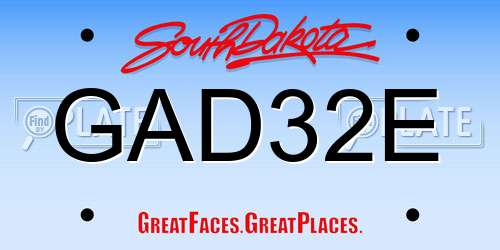 GAD32E South Dakota License Plate