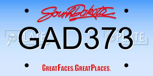 GAD373 South Dakota License Plate