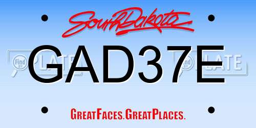 GAD37E South Dakota License Plate